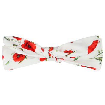 Baby Girls White & Red Poppies Headband